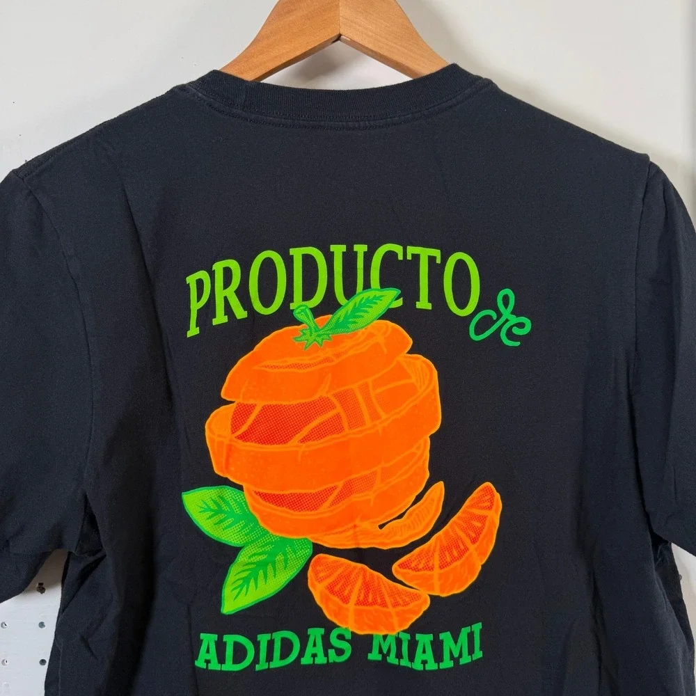 Adidas Amplifier Tee T-Shirt Men's Black Orange Citrus Graphic Crewneck - Medium